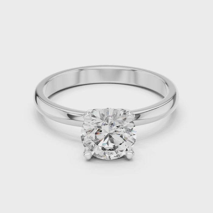 1ct Round Lab Diamond 4-Prong Ring in White Gold | The Brillora Jewelry House