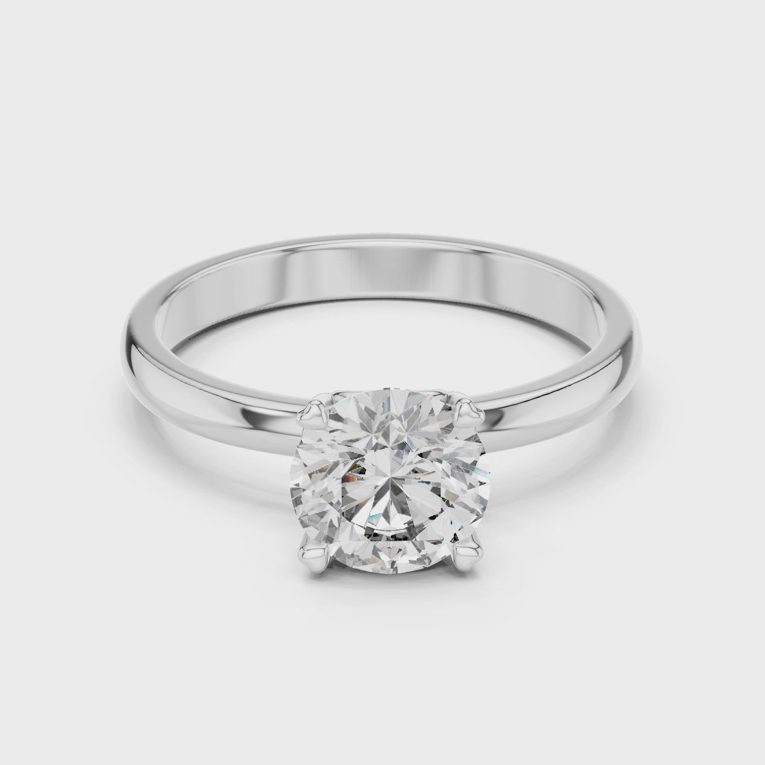 1ct Round Lab Diamond 4-Prong Ring in White Gold | The Brillora Jewelry House