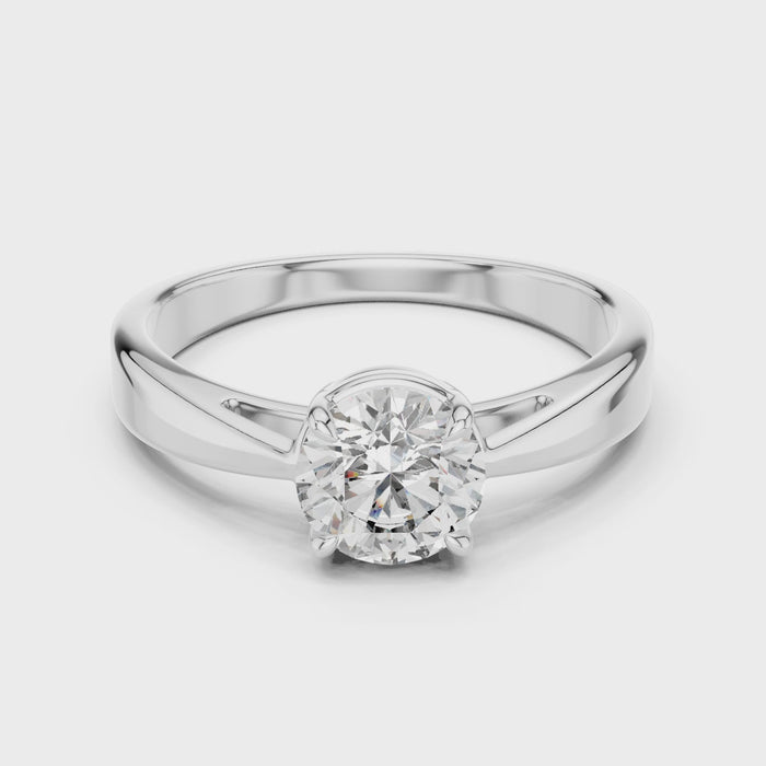 6.5mm Round Lab Diamond Cathedral Engagement Ring | The Brillora Jewelry House