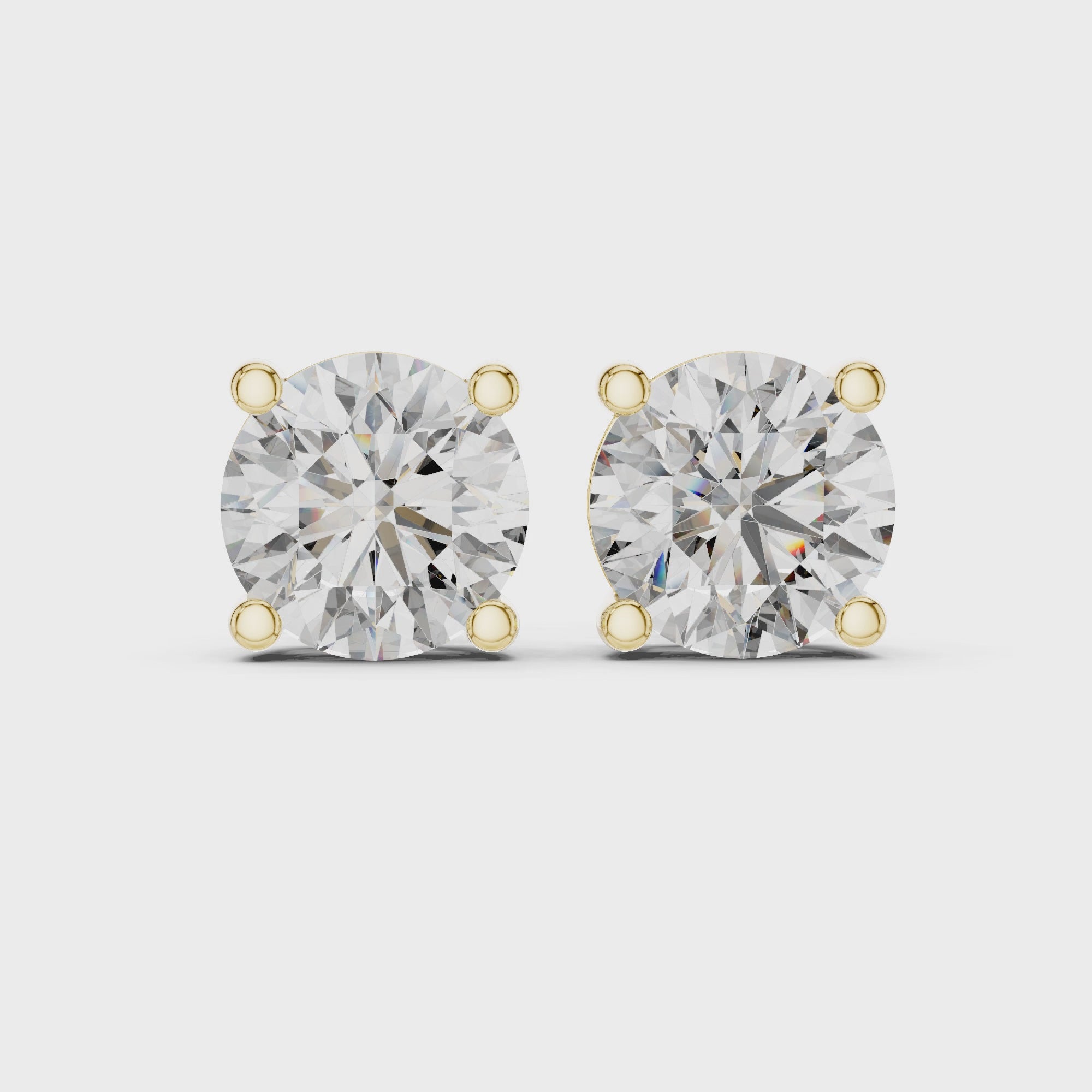 2ct Round Lab-Grown Diamond Stud Earrings in Rose Gold | The Brillora Jewelry House