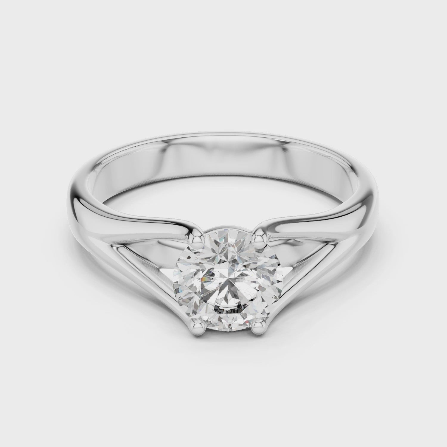 1 Carat White Gold Open Band Solitaire Ring | The Brillora Jewelry House
