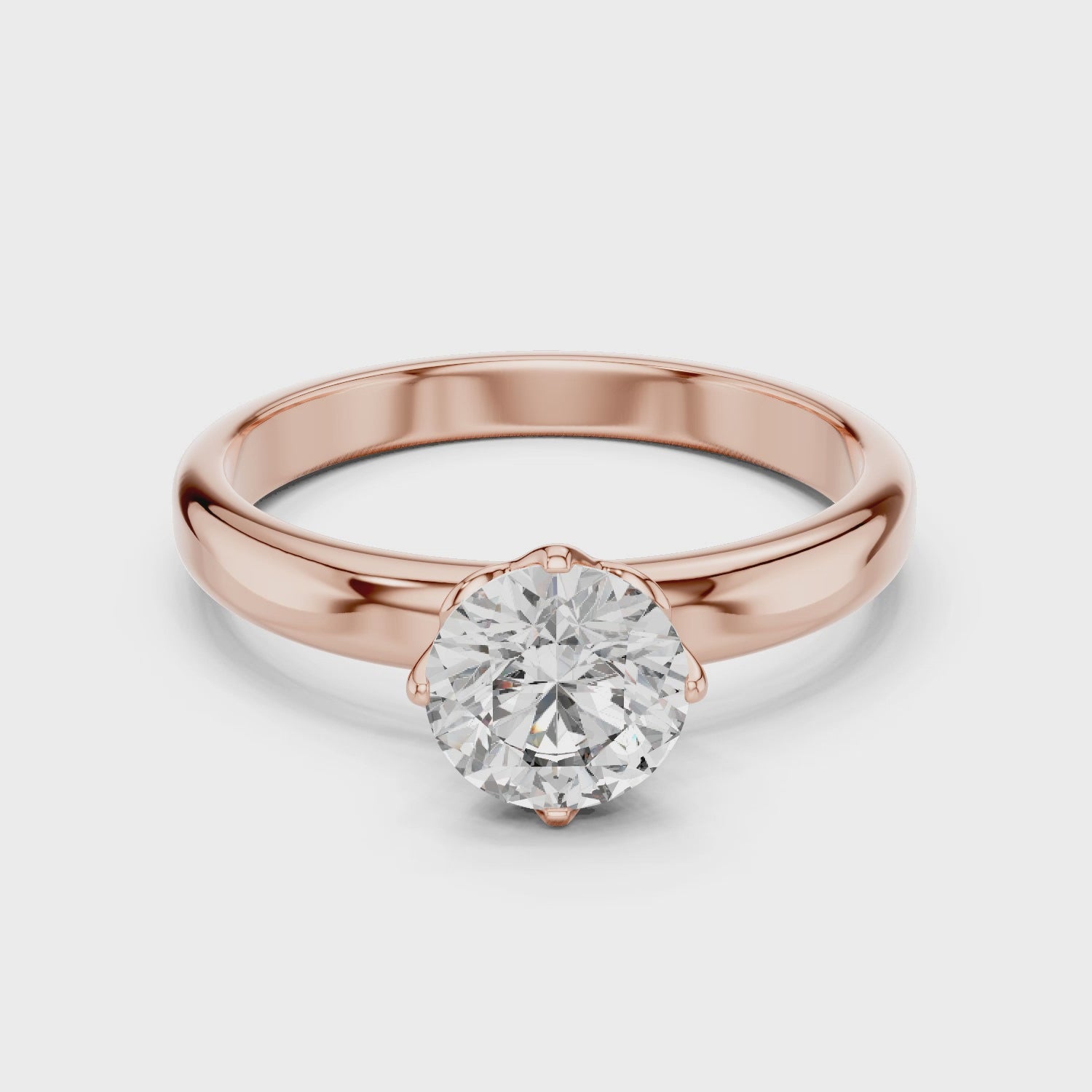 1ct 8-Prong Lab Diamond Ring in Rose Gold | The Brilllora Jewelry House