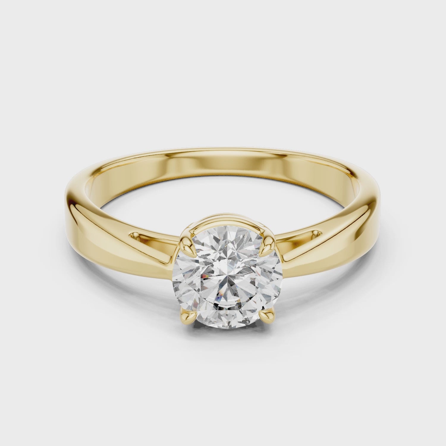 6.5mm Round Lab Diamond Cathedral Engagement Ring | The Brillora Jewelry House