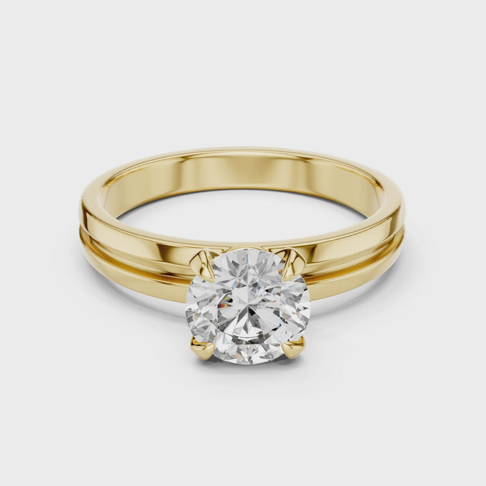 1 Carat Yellow Gold 4-Prong Lab Diamond Ring  | The Brillora Jewelry House