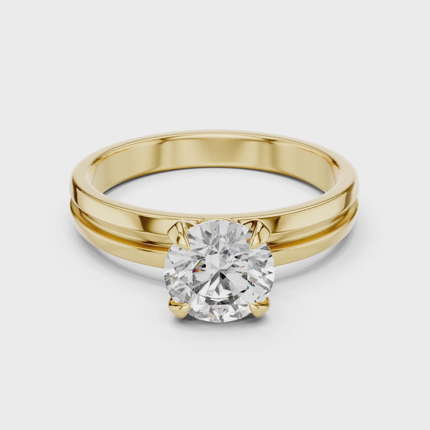 1 Carat Yellow Gold 4-Prong Lab Diamond Ring  | The Brillora Jewelry House