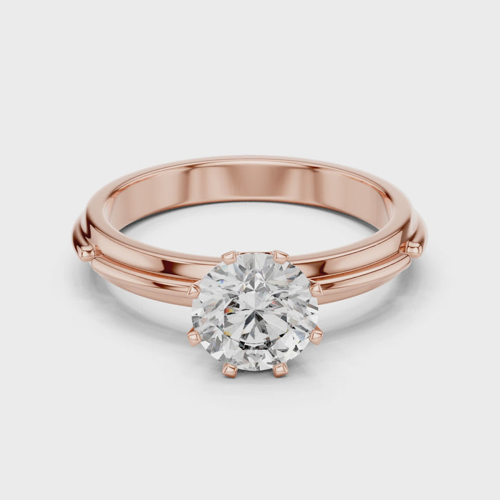 1 Carat Grooved Rose Gold Engagement Ring | The Brillora Jewelry House