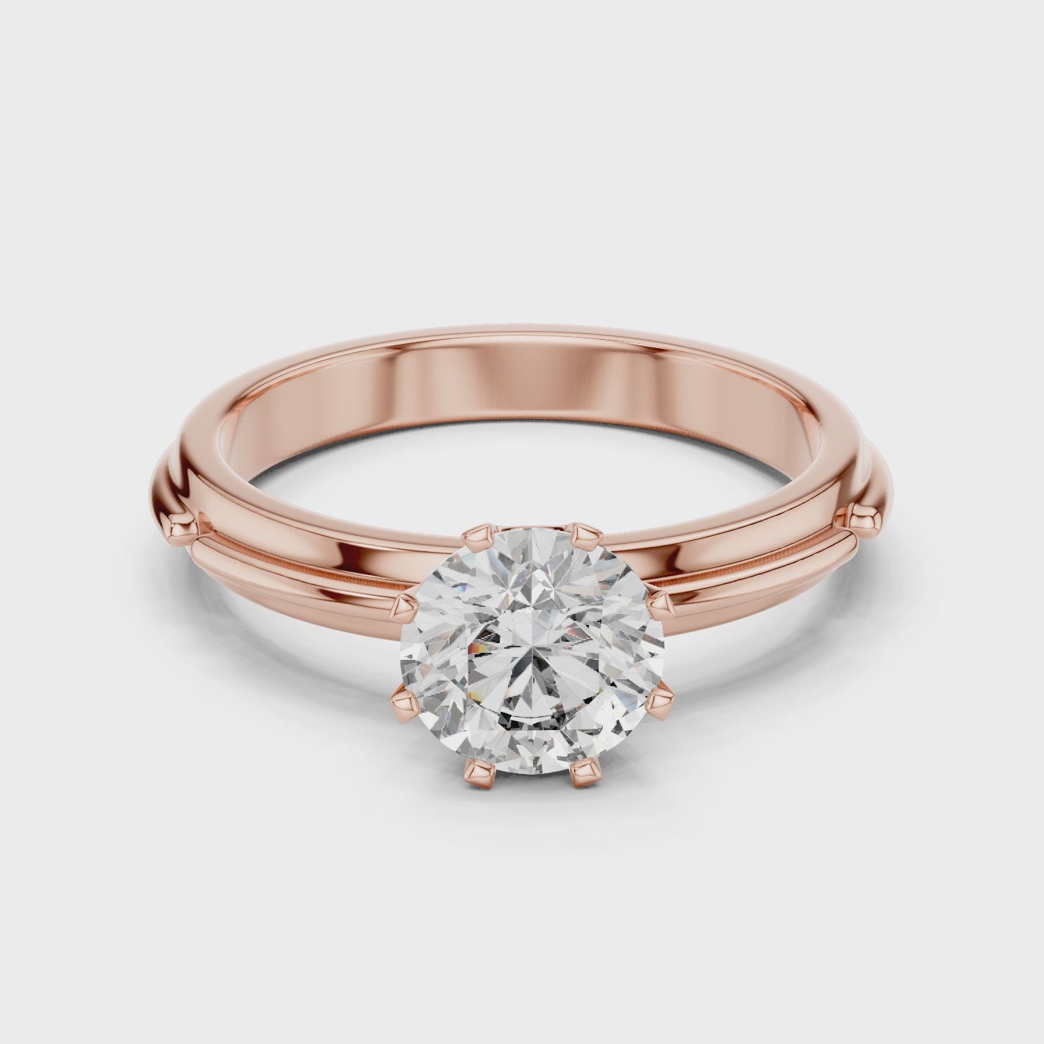 1 Carat Grooved Rose Gold Engagement Ring | The Brillora Jewelry House
