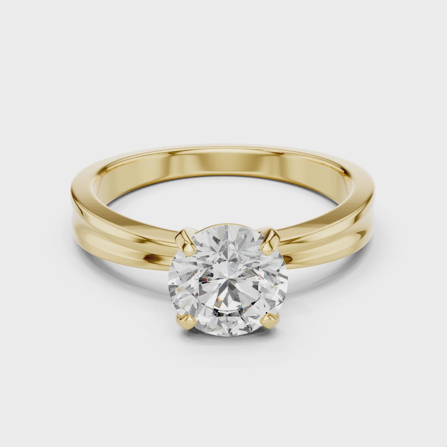 1ct Round Lab-Grown Diamond Sculpted Ring in White Gold | The Brillora Jewelry House