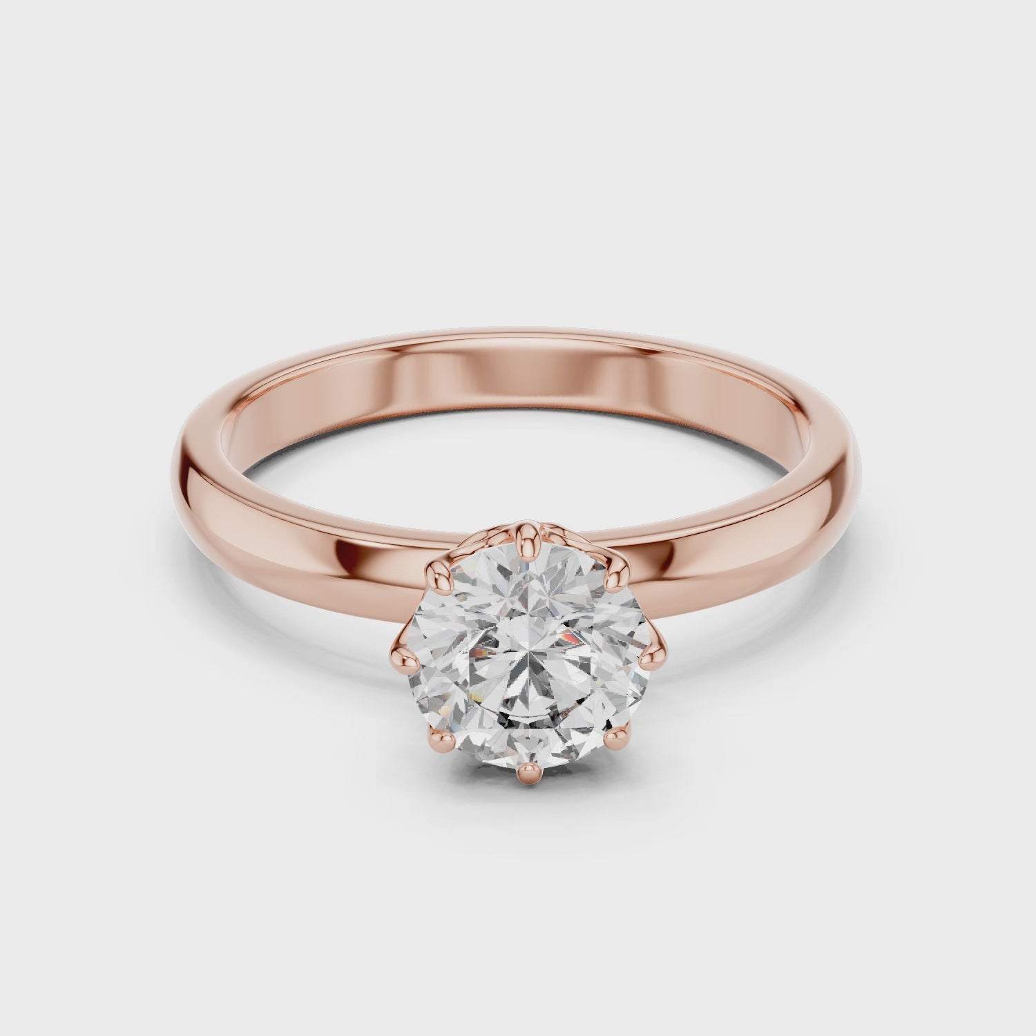 1 Carat 6-Prong Rose Gold Lab Diamond Engagement Ring | The Brillora Jewelry House
