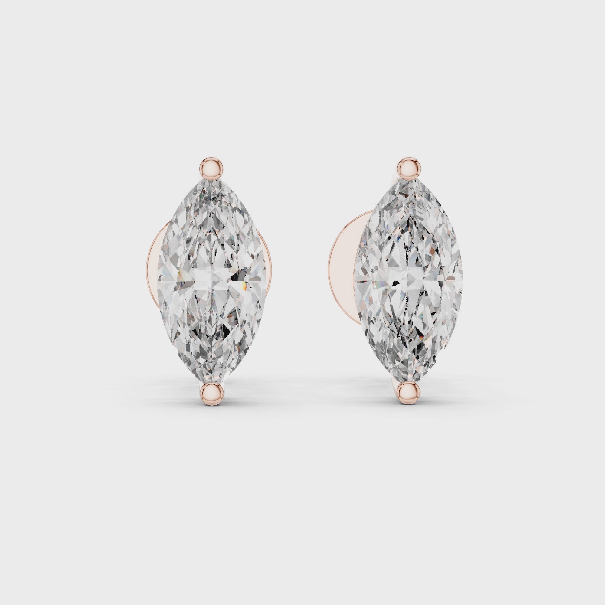 1.50ctw Marquise Lab-Grown Diamond Stud Earrings in Rose Gold } The Brillora Jewelry House