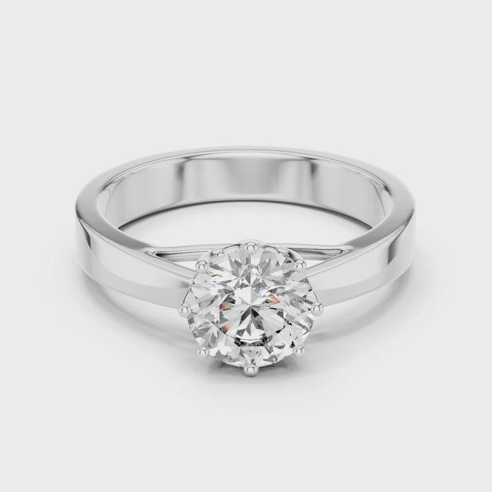 1ct Round Lab Grown Diamond Ring | Silver | The Brillora Jewellery House