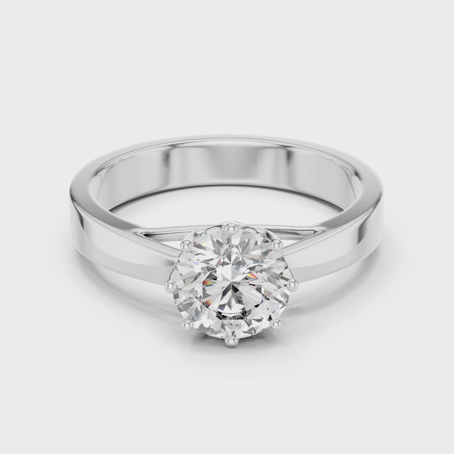 1ct Round Lab Grown Diamond Ring | Silver | The Brillora Jewellery House