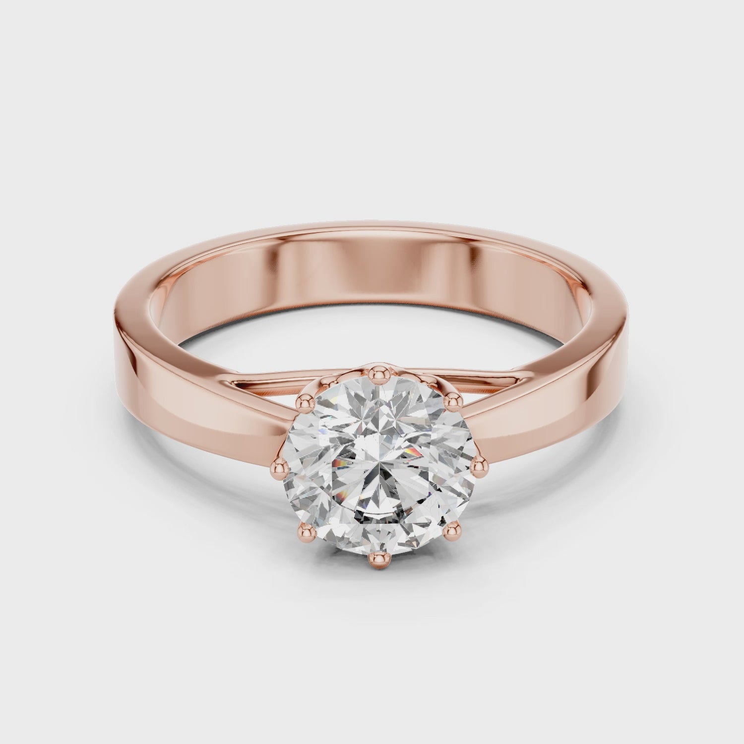 1ct Round Lab Grown Diamond Ring | Rose Gold | The Brillora Jewellery House