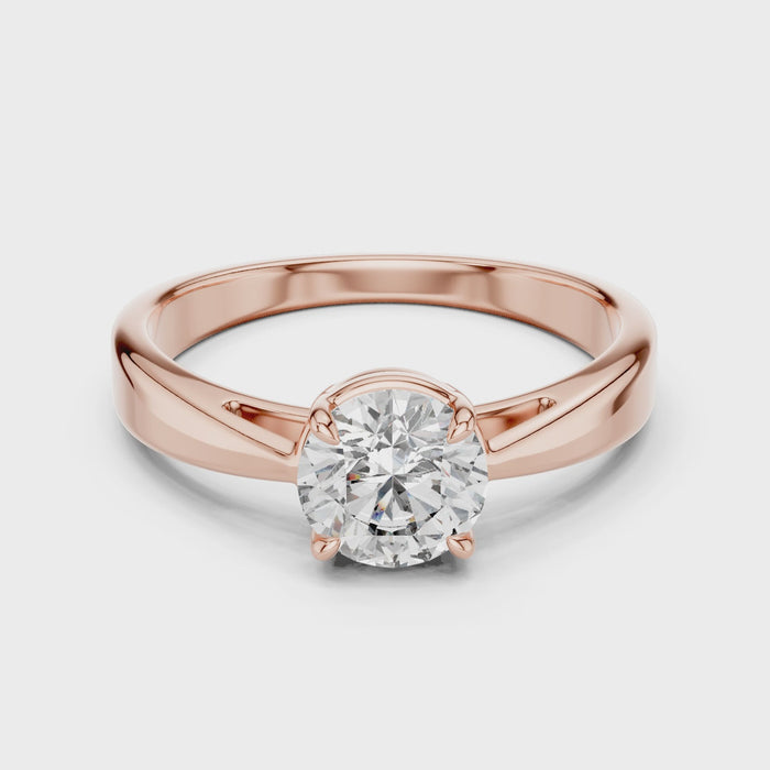 6.5mm Round Lab Diamond Cathedral Engagement Ring | The Brillora Jewelry House