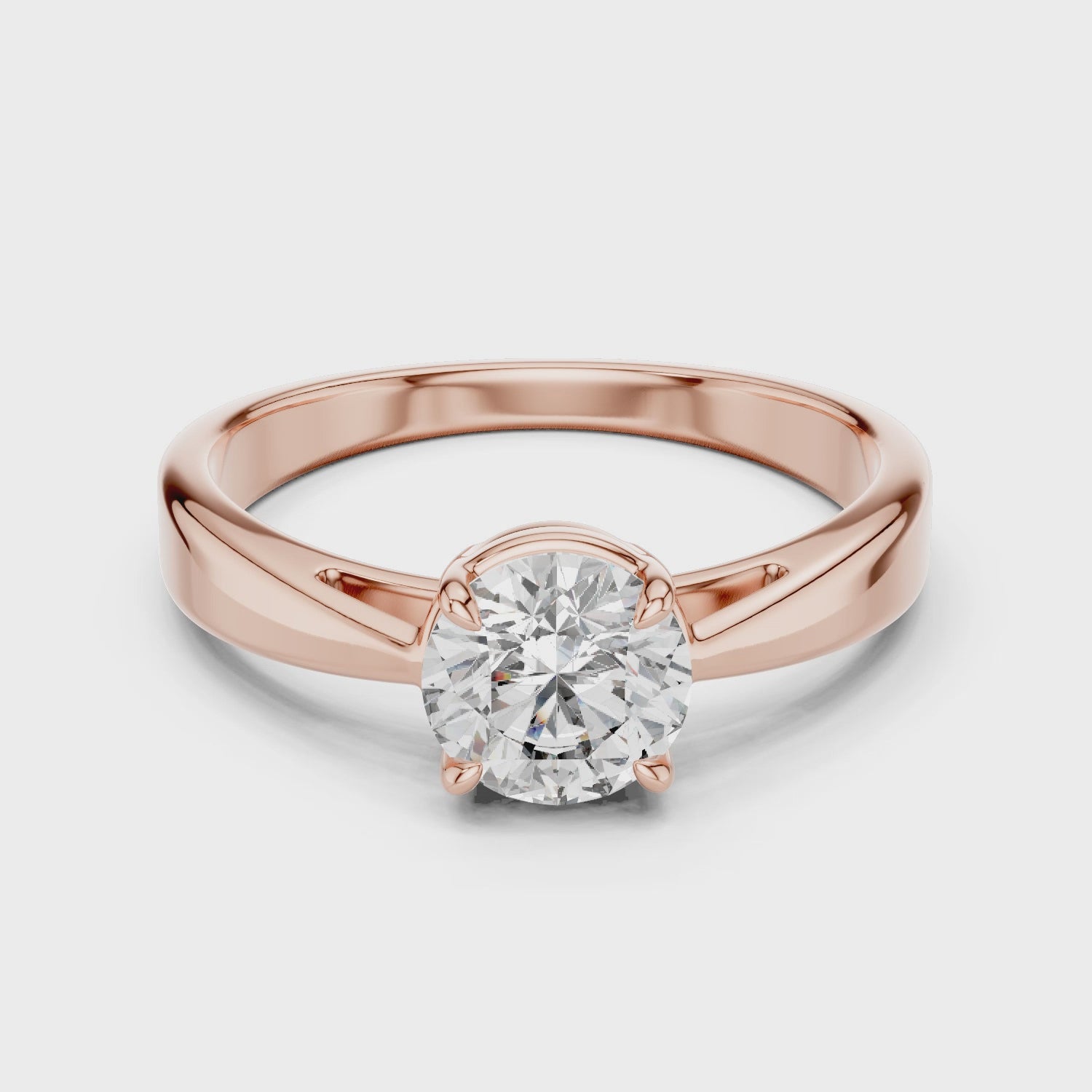 6.5mm Round Lab Diamond Cathedral Engagement Ring | The Brillora Jewelry House